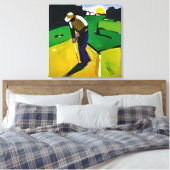 Golfer-Malerei - Stretched Leinwand Art Print (Insitu (Schlafzimmer))