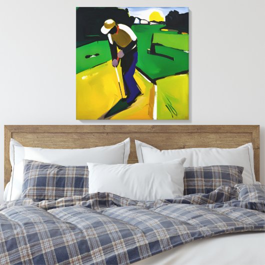 Golfer-Malerei - Stretched Leinwand Art Print (Insitu (Schlafzimmer))