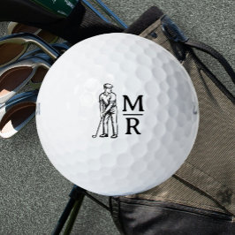 Golfer Man spielt Golf Monogram Golfball