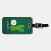 Golfer Mann mit Golf Club Cool Green Gepäckanhänger (Vorderseite horizontal)