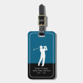 Golfer Mann mit Golfschläger Elegant Blau Gepäckanhänger (Vorderseite vertikal)
