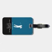 Golfer Mann mit Golfschläger Elegant Blau Gepäckanhänger (Rückseite horizontal)