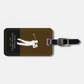 Golfer Mann mit Golfschläger Elegant Braun Gepäckanhänger (Vorderseite horizontal)