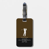 Golfer Mann mit Golfschläger Elegant Braun Gepäckanhänger (Rückseite vertikal)