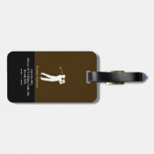 Golfer Mann mit Golfschläger Elegant Braun Gepäckanhänger (Rückseite horizontal)