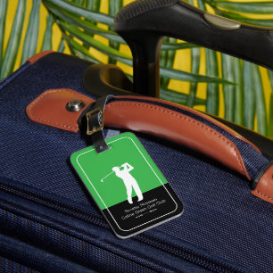 Golfer Mann mit Golfschläger Elegant Grün Gepäckanhänger