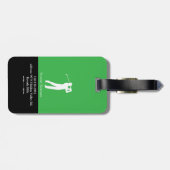 Golfer Mann mit Golfschläger Elegant Grün Gepäckanhänger (Rückseite horizontal)