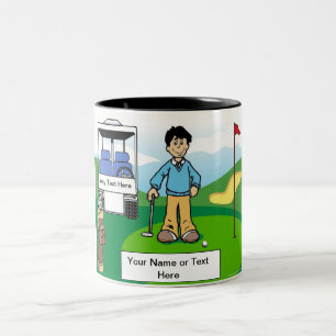 Golfer - Männlicher Cartoon von PrintedPerfection. Zweifarbige Tasse