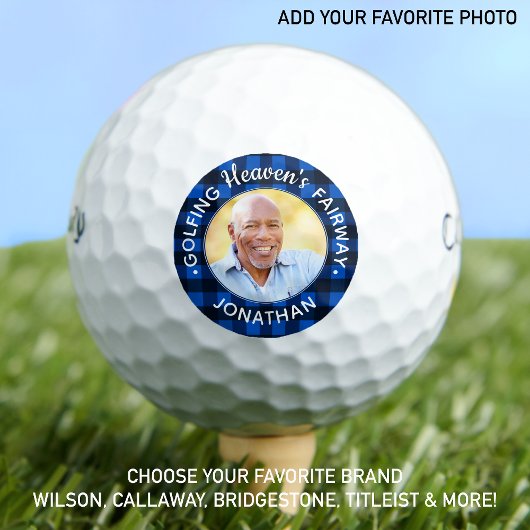 Golfer Memorial Blue Kariertes Personalisiertes Fo Golfball