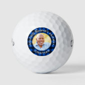 Golfer Memorial Blue Kariertes Personalisiertes Fo Golfball (Vorderseite)