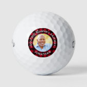 Golfer Memorial Rotes Kariertes Personalisiertes F Golfball (Vorderseite)