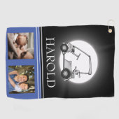 Golfer Men Black Blue | FotoCollage Golfhandtuch (Horizontal)