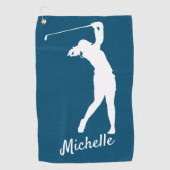 Golfer Michelle, blau Golf Towel Golfhandtuch (Vorderseite)