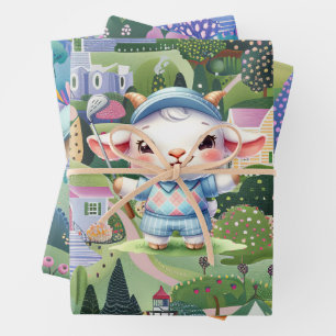 Golfer mit Abstrakten Golfszenen für Kinder Geschenkpapier Set