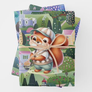 Golfer mit Abstrakten Golfszenen für Kinder Geschenkpapier Set