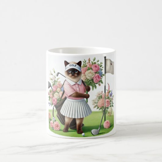 Golfer mit Blume auf grüne Kaffeetasse (Mittel)