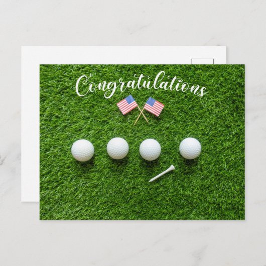 Golfer mit Fahne gratulieren  Postkarte (Vorne/Hinten)