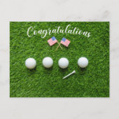 Golfer mit Fahne gratulieren Postkarte (Vorderseite)