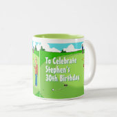 Golfer mit fehlendem Putt zum Personalisieren Zweifarbige Tasse (VorderseiteRechts)