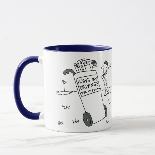 Golfer mit Golf Bag und Sign Tasse (Links)