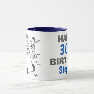 Golfer mit Golf Bag und Sign Tasse