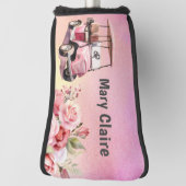 Golfer mit Golfwagen auf dem Golfplatz Aquarell Golf Headcover (Rotieren 90)