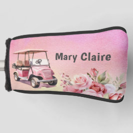 Golfer mit Golfwagen auf dem Golfplatz Aquarell Golf Headcover