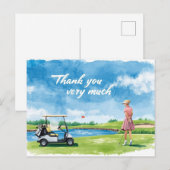 Golfer mit Karren auf Grün Postkarte (Vorne/Hinten)