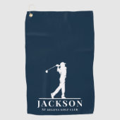 Golfer Mit Monogramm Blue Golfhandtuch (Vorderseite)