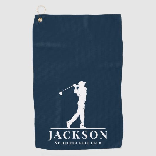 Golfer Mit Monogramm Blue Golfhandtuch (Vorderseite)