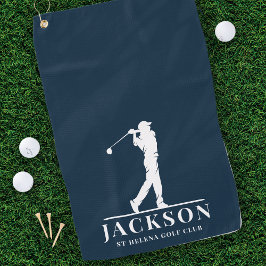 Golfer Mit Monogramm Blue Golfhandtuch