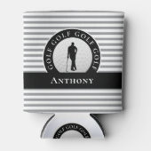 Golfer Mit Monogramm Name Black Gray Sports Novelt Dosenkühler (Vorderseite)