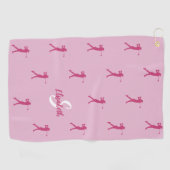 Golfer Mit Monogramm Name Pro Sportgeräte Rosa Golfhandtuch (Horizontal)