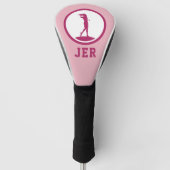 Golfer Mit Monogramm Silhouette Rosa Chic für sie Golf Headcover (Vorderseite)