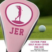 Golfer Mit Monogramm Silhouette Rosa Chic für sie Golf Headcover