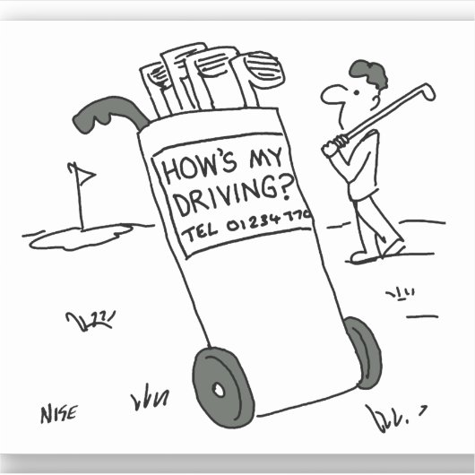 Golfer mit Sign Sprichwort Wie fahre ich? Funny Aufkleber (Vorderseite)