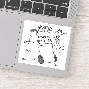 Golfer mit Sign Sprichwort Wie fahre ich? Funny Aufkleber