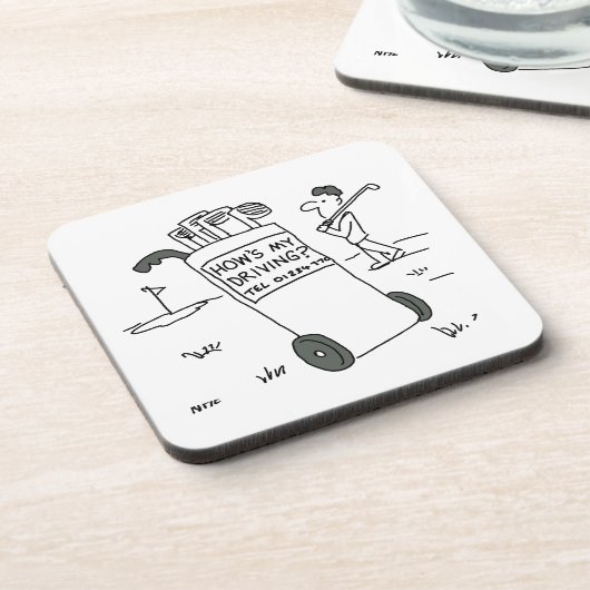 Golfer mit Sign Sprichwort Wie fahre ich? Funny Getränkeuntersetzer (Linke Seite)
