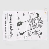 Golfer mit Sign Sprichwort Wie fahre ich? Funny Golfhandtuch (Horizontal)