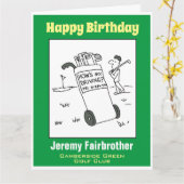 Golfer mit Sign Sprichwort Wie fahre ich? Funny Karte (Gelbe Blume)