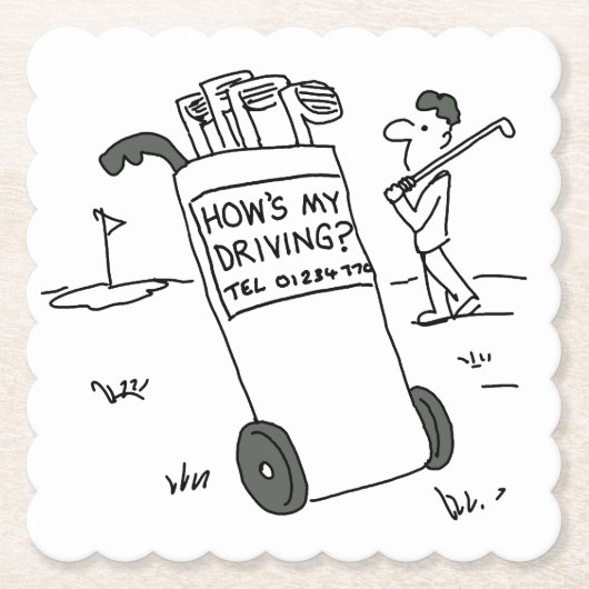 Golfer mit Sign Sprichwort Wie fahre ich? Funny Untersetzer (Vorderseite)