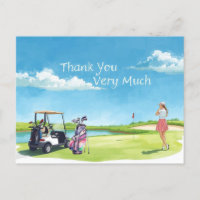 Golfer mit Tasche und Golfwagen