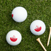 Golfer Modern Red White Monogram Golf Balls Golfball (Insitu Gras)