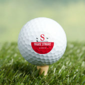 Golfer Modern Red White Monogram Golf Balls Golfball (Insitu T-Shirt)