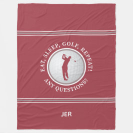 Golfer Modern Sports Monogram Golf Ball Red Grau Fleecedecke
