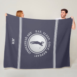 Golfer Modern Sports Monogram Golf Pro Blau Weiß Fleecedecke