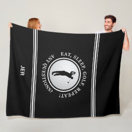 Golfer Modern Sports Monogram Golf Pro Schwarz-wei Fleecedecke