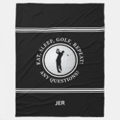 Golfer Modern Sports Monogram Golf Pro Schwarz-wei Fleecedecke (Vorderseite)