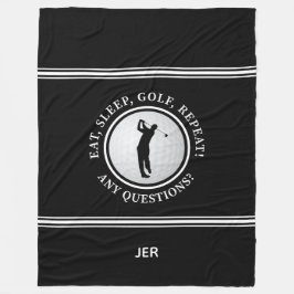 Golfer Modern Sports Monogram Golf Pro Schwarz-wei Fleecedecke