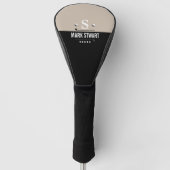 Golfer Modernes Schwarz-weißes Monogramm Golf Headcover (Vorderseite)